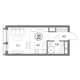 Квартира 27,6 м², студия - изображение 1