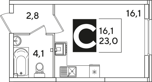 23 м², квартира-студия 4 903 600 ₽ - изображение 29