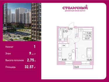 Квартира 32,6 м², 1-комнатная - изображение 1