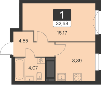 32,7 м², 1-комнатная квартира 4 550 000 ₽ - изображение 57