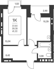 Квартира 41,3 м², 1-комнатная - изображение 1