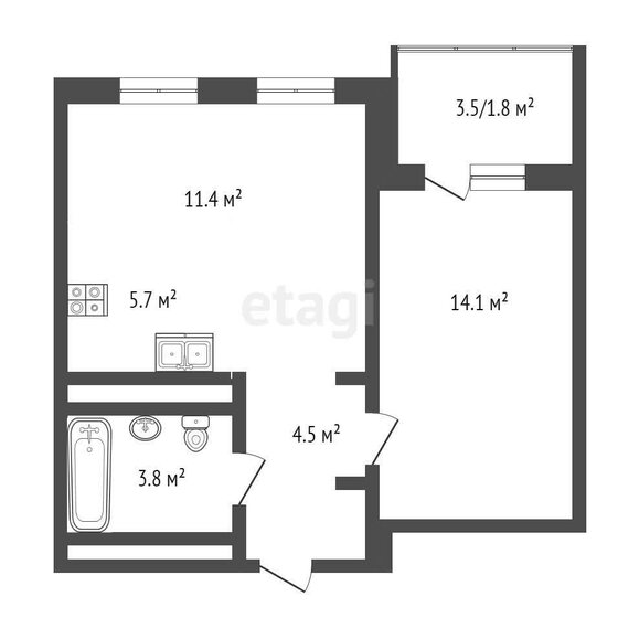 41,3 м², 1-комнатная квартира 5 600 000 ₽ - изображение 13