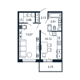 33,3 м², 1-комнатная квартира 5 868 888 ₽ - изображение 54