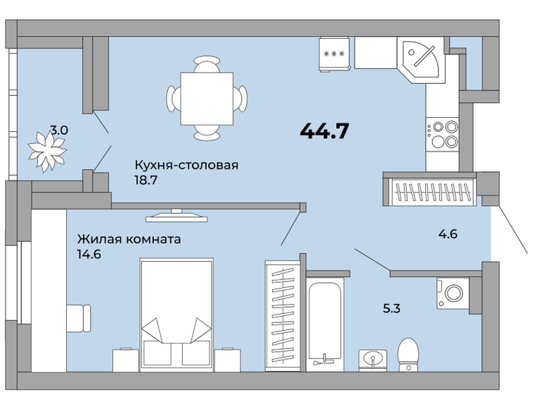 44,7 м², 1-комнатная квартира 6 705 000 ₽ - изображение 1