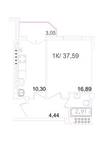 Квартира 37,6 м², 1-комнатная - изображение 1