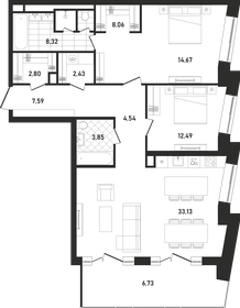 110,6 м², 2-комнатная квартира 78 001 360 ₽ - изображение 19