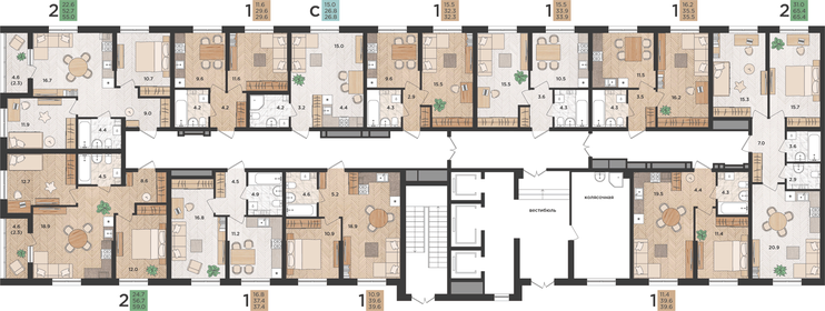 29,4 м², квартира-студия 3 500 000 ₽ - изображение 53