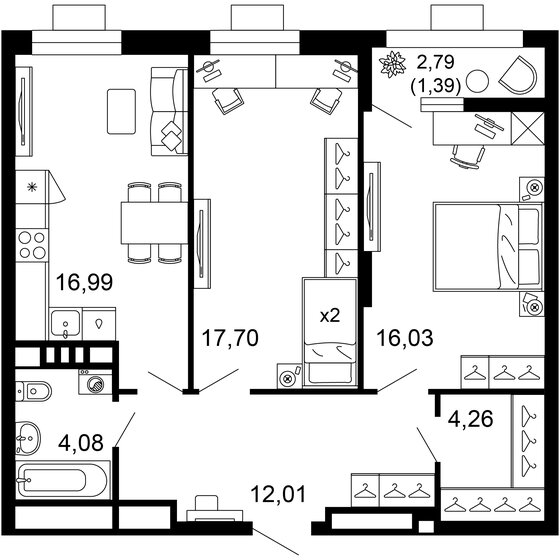 72,5 м², 2-комнатная квартира 11 803 734 ₽ - изображение 23