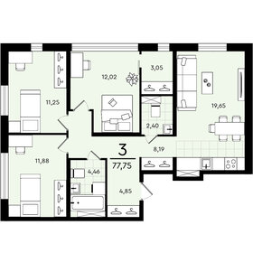 Квартира 77,8 м², 3-комнатная - изображение 1