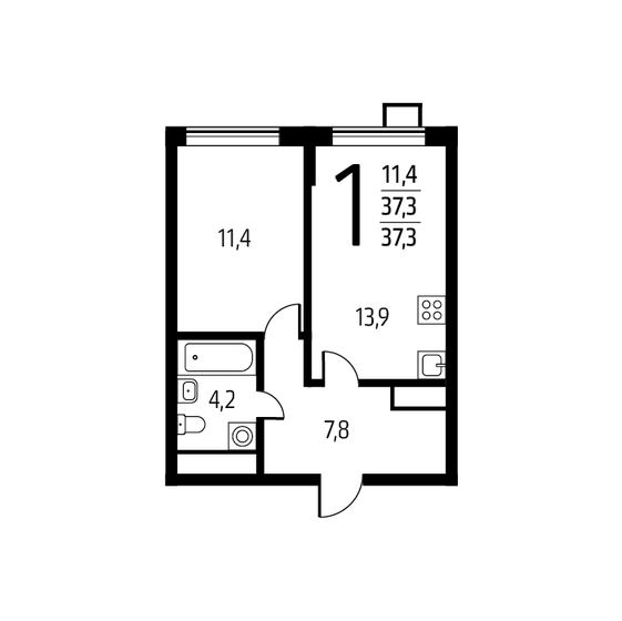 37,3 м², 1-комнатная квартира 10 156 790 ₽ - изображение 1