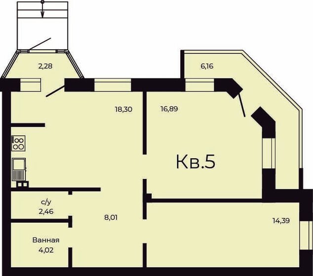 68,3 м², 2-комнатная квартира 6 829 000 ₽ - изображение 1
