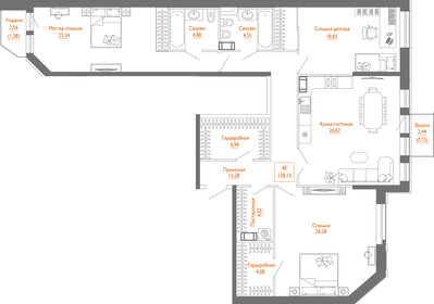 148,4 м², 3-комнатная квартира 26 500 000 ₽ - изображение 27