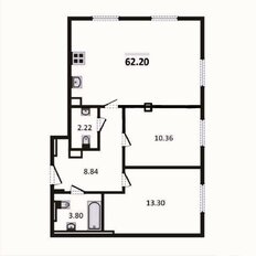 Квартира 62,2 м², 2-комнатные - изображение 4