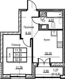 Квартира 31 м², 1-комнатная - изображение 1