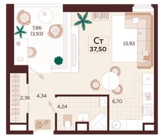 36,9 м², 1-комнатная квартира 19 020 000 ₽ - изображение 10