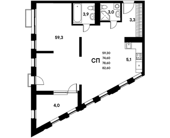 Квартира 78,7 м², студия - изображение 1