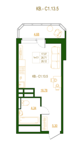 Квартира 27,8 м², студия - изображение 1