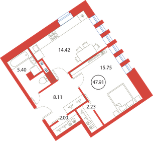 51,7 м², 2-комнатная квартира 9 999 000 ₽ - изображение 106