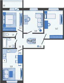 77,6 м², 3-комнатная квартира 10 800 000 ₽ - изображение 73