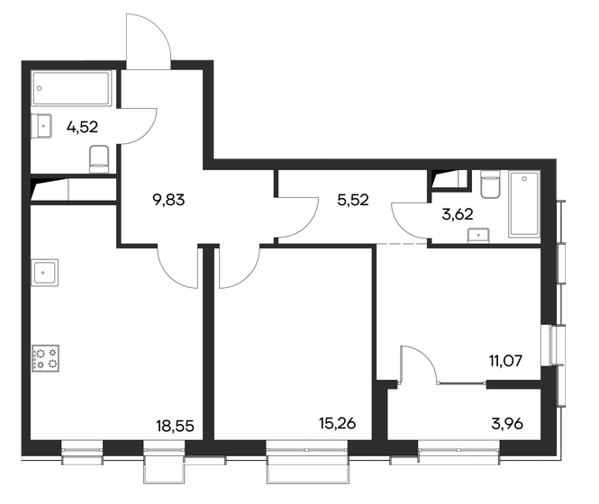 72,3 м², 2-комнатная квартира 9 764 550 ₽ - изображение 1