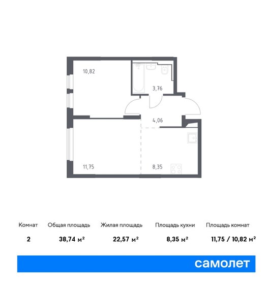 38,7 м², 1-комнатная квартира 9 416 962 ₽ - изображение 15