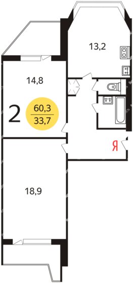 61 м², 2-комнатная квартира 16 500 000 ₽ - изображение 1