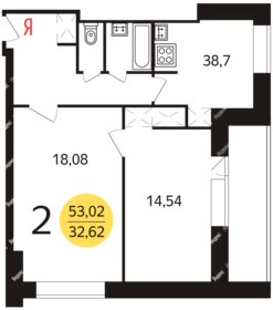 Квартира 51 м², 2-комнатная - изображение 1