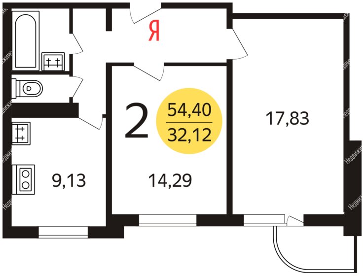 54 м², 2-комнатная квартира 15 600 000 ₽ - изображение 37