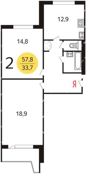 59 м², 2-комнатная квартира 21 500 000 ₽ - изображение 1