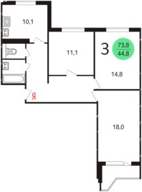 Квартира 73 м², 3-комнатная - изображение 1