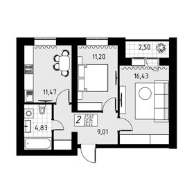 Квартира 52,9 м², 2-комнатная - изображение 1