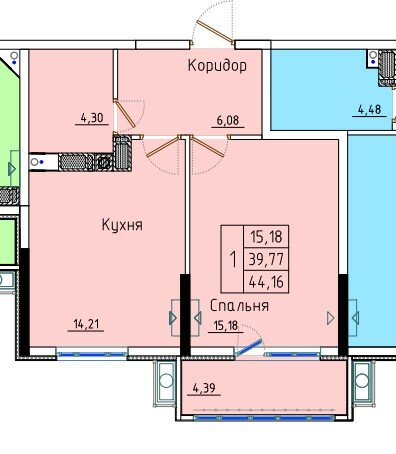 44,2 м², 1-комнатная квартира 4 725 120 ₽ - изображение 51