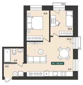 63,3 м², 3-комнатная квартира 5 310 000 ₽ - изображение 64