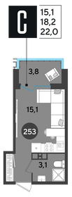 22 м², квартира-студия 4 440 000 ₽ - изображение 54