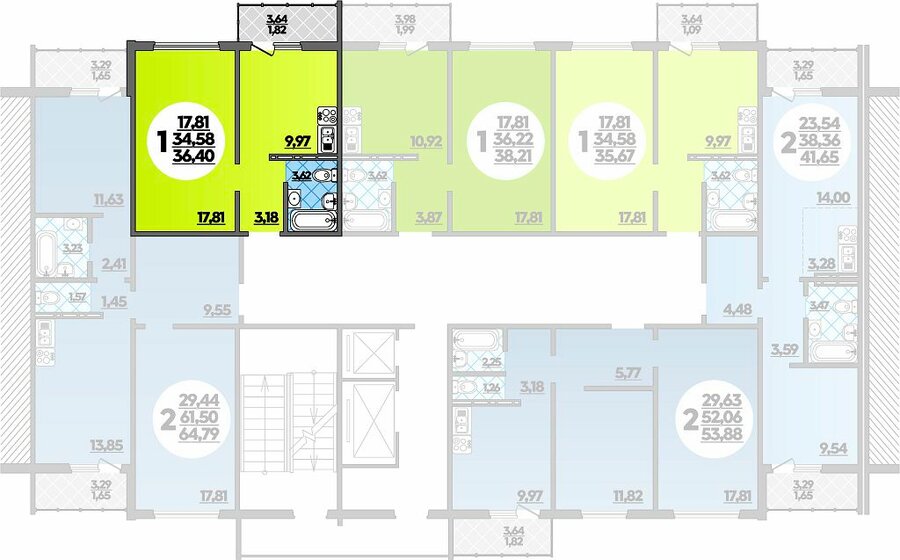 36,4 м², 1-комнатная квартира 4 025 840 ₽ - изображение 1