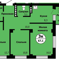 Квартира 67,1 м², 3-комнатная - изображение 2