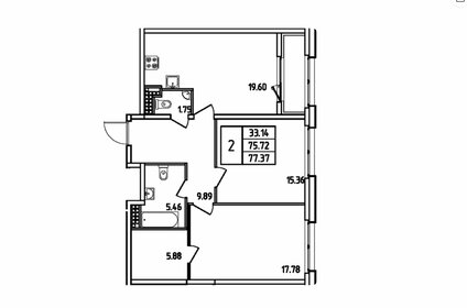 Квартира 77,4 м², 2-комнатная - изображение 2