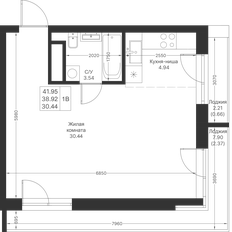 Квартира 42 м², студия - изображение 2