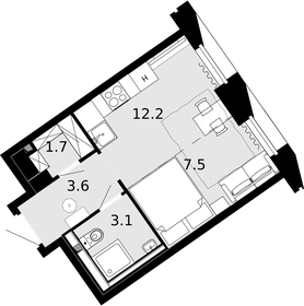 Квартира 28,1 м², 1-комнатная - изображение 1