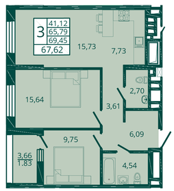 60,3 м², 3-комнатная квартира 7 500 000 ₽ - изображение 61