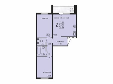 Квартира 56 м², 2-комнатная - изображение 1