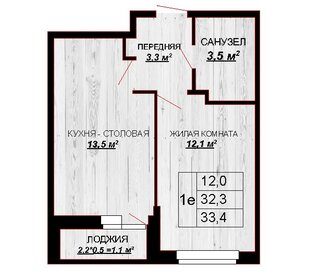 Квартира 33,4 м², 1-комнатная - изображение 1