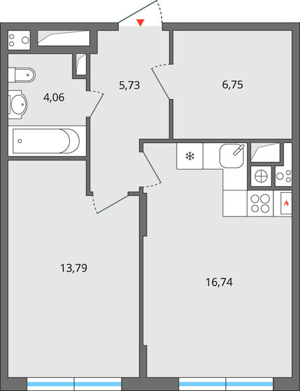 47,1 м², 2-комнатная квартира 4 800 000 ₽ - изображение 1
