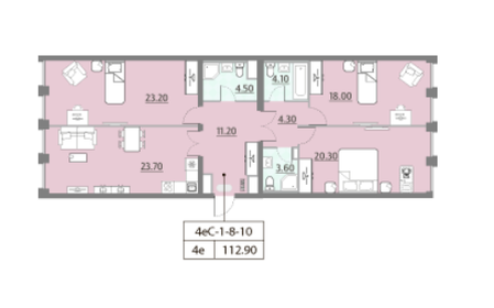 Квартира 112,9 м², 3-комнатная - изображение 1