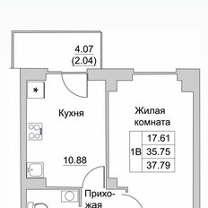 Квартира 37,8 м², 1-комнатная - изображение 2