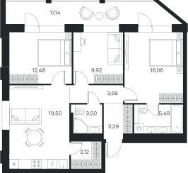 Квартира 85,6 м², 3-комнатная - изображение 1