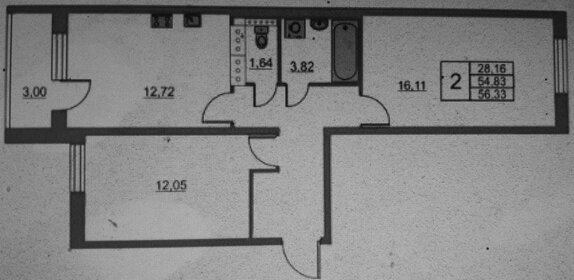 Квартира 56,3 м², 2-комнатная - изображение 1