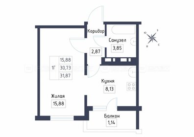 Квартира 30,7 м², 1-комнатная - изображение 2