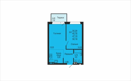 Квартира 47,1 м², 1-комнатная - изображение 1