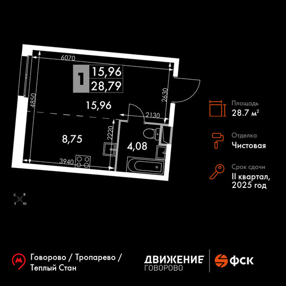 28,8 м², 1-комнатные апартаменты 7 500 103 ₽ - изображение 1